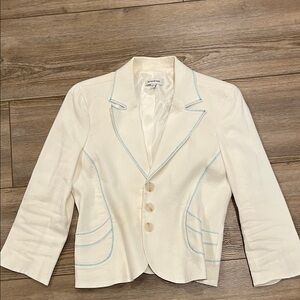 bebe Cream Blazer with Light Blue Piping